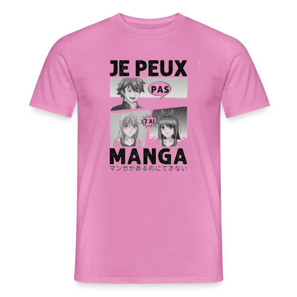 Maquette de T-shirt homme « Je peux pas, j'ai manga : l'excuse parfaite pour les Otakus » à personnaliser