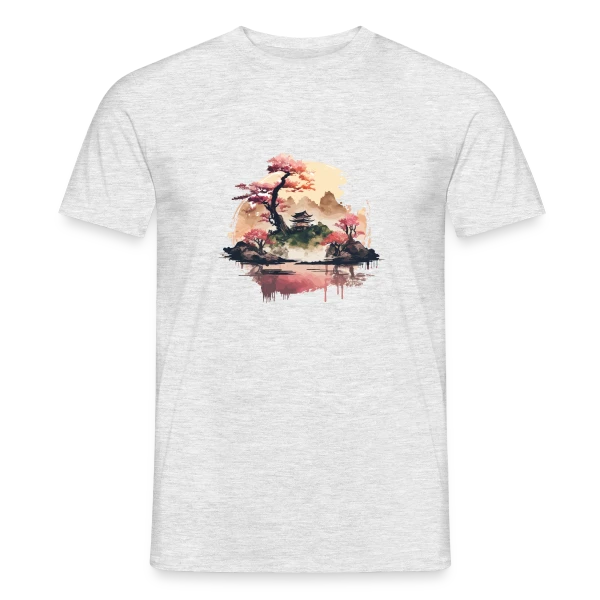 Maquette de T-shirt homme « Paysage Japonais Onirique » à personnaliser