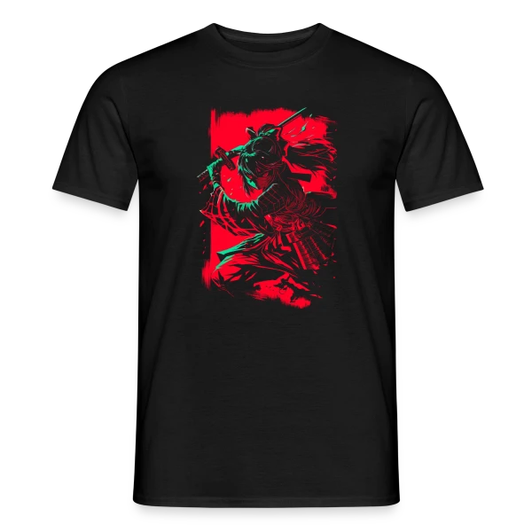 Maquette de T-shirt homme « Fille Samurai Anime au Katana » à personnaliser