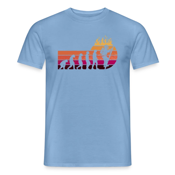 Maquette de T-shirt homme « Évolution Pompier Rétro – Métier de Héros » à personnaliser