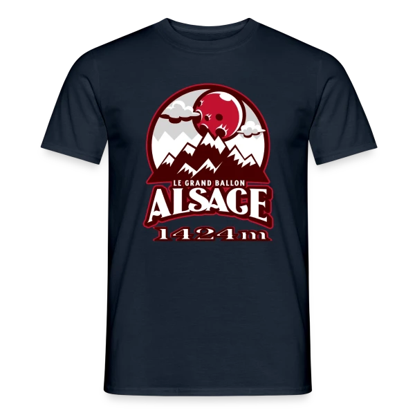 Maquette de T-shirt homme « Alsace : Le Grand Ballon des Vosges (1424m) » à personnaliser