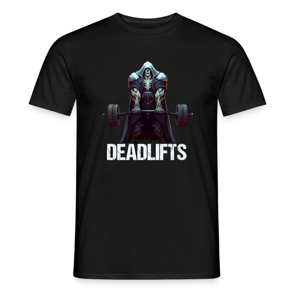 Maquette de T-shirt homme « Squelette Ironique : Deadlifts et Fitness Rigolo » à personnaliser