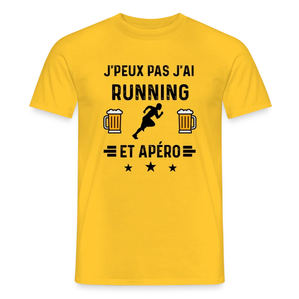 Maquette de T-shirt homme « Je Peux Pas J'ai Running Apéro » à personnaliser