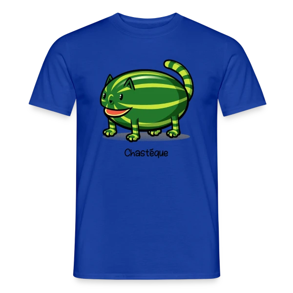 Maquette de T-shirt homme « Chastèque : Le Chat Pastèque Original » à personnaliser