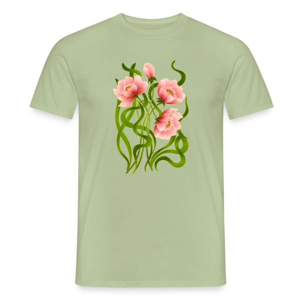 Maquette de T-shirt homme « Éclat Floral » à personnaliser