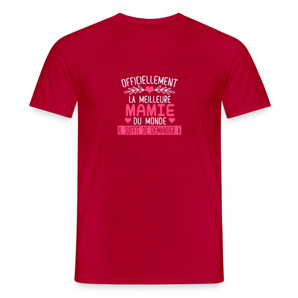Maquette de T-shirt homme « Officiellement Meilleure Mamie du Monde : T-shirt Cadeau Personnalisé » à personnaliser