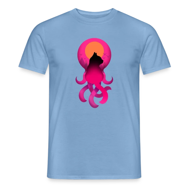 Maquette de T-shirt homme « Octo-Chat Fantastique » à personnaliser