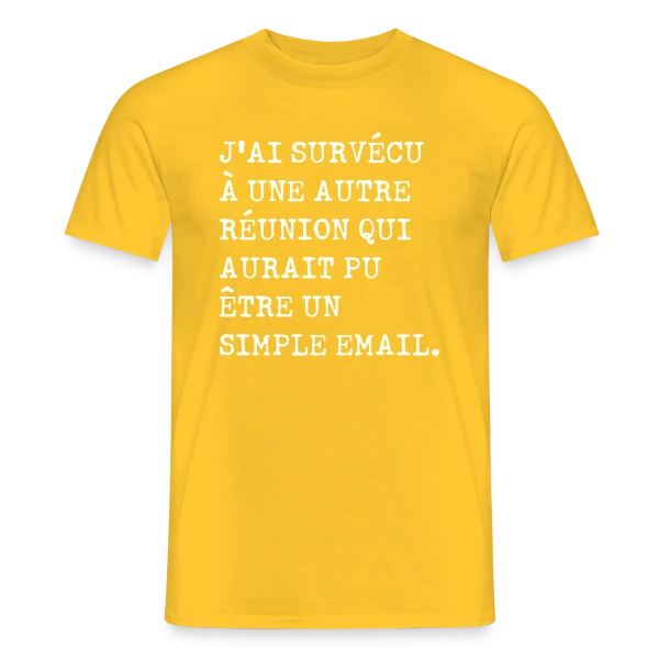 Maquette de T-shirt homme « Humour Réunion : J'ai survécu » à personnaliser