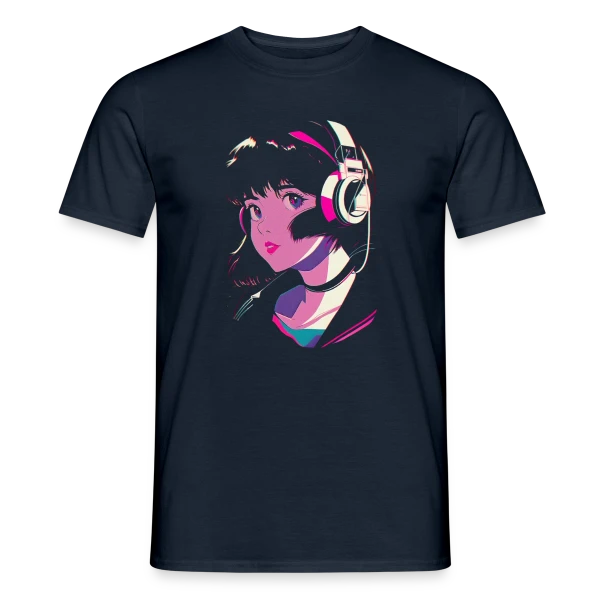 Maquette de T-shirt homme « Fille Anime Esthétique Lo-Fi J-Pop » à personnaliser