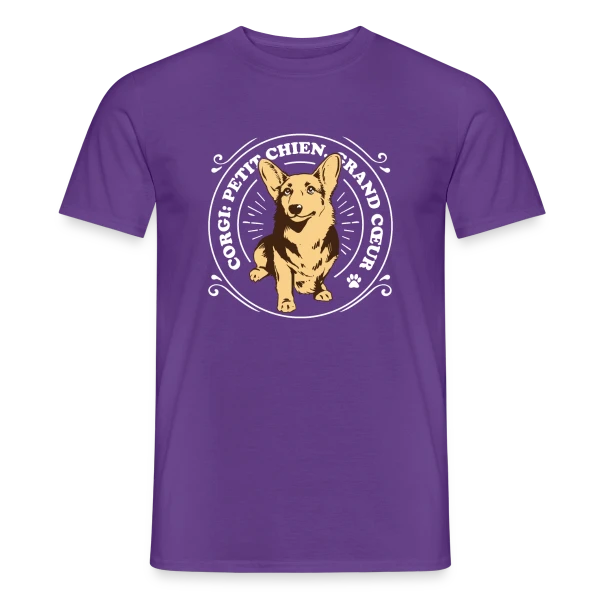 Maquette de T-shirt homme « Corgi: Petit Chien, Grand Cœur - Amour Canin » à personnaliser