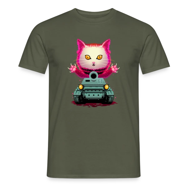 Maquette de T-shirt homme « Chat de Guerre : L'Invasion Féline » à personnaliser