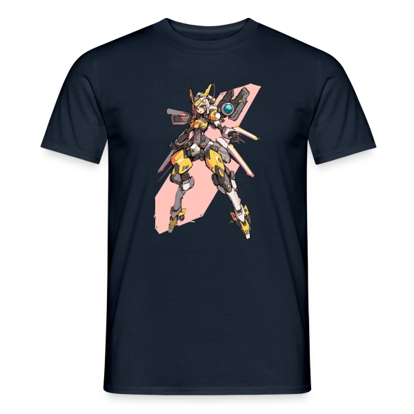 Maquette de T-shirt homme « Fille Cyborg Mecha Anime Rétro 90s » à personnaliser