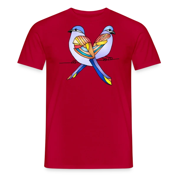 Maquette de T-shirt Homme - Duo Oiseaux Colorés à personnaliser
