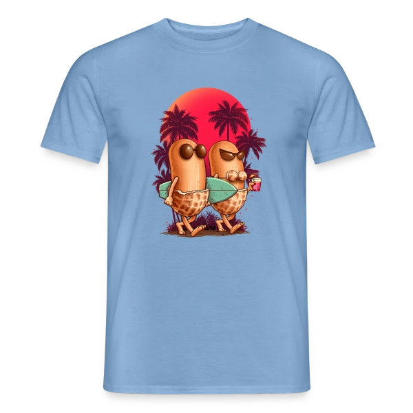 Maquette de T-shirt homme « Cacahuètes en Vacances » à personnaliser