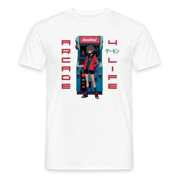Maquette de T-shirt homme « Fille Anime Gaming - Arcade 4 Life » à personnaliser