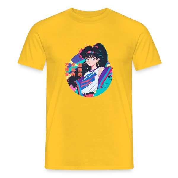 Maquette de T-shirt homme « Fille Anime Rétro 80s/90s Windbreaker » à personnaliser