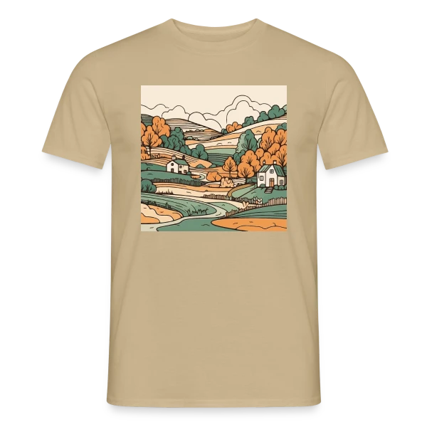 Maquette de T-shirt homme « Douceur du Paysage Champêtre » à personnaliser