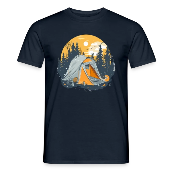 Maquette de T-shirt homme « Nuit de Camping en Forêt » à personnaliser