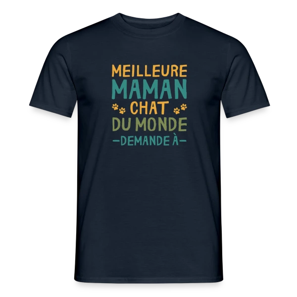 Maquette de T-shirt homme « Meilleure Maman Chat du Monde - Cadeau Personnalisé » à personnaliser