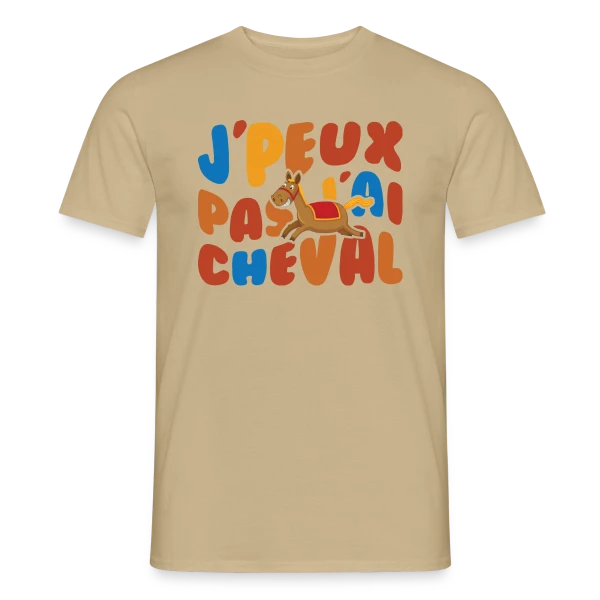 Maquette de T-shirt homme « J'peux Pas J'ai Cheval Humour » à personnaliser
