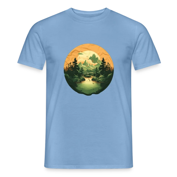 Maquette de T-shirt homme « Paysage Naturel : Design Sérénité » à personnaliser