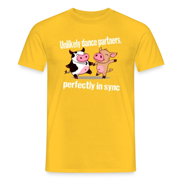 Maquette de T-shirt homme « Vache et Cochon Danseurs » à personnaliser