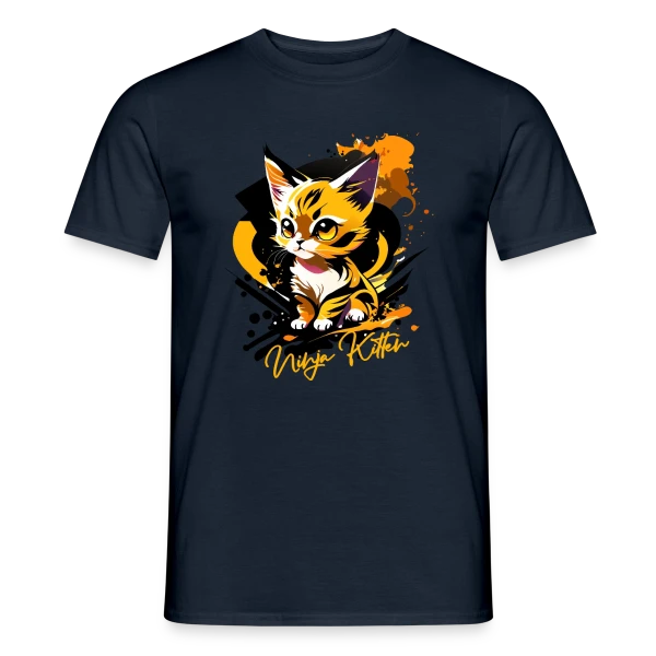 Maquette de T-shirt homme « Chaton Ninja Urbain » à personnaliser