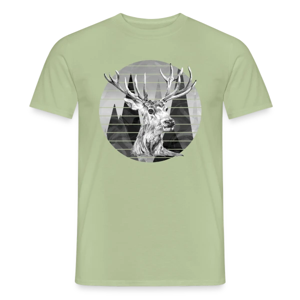 Maquette de T-shirt homme « Cerf Majestueux » à personnaliser