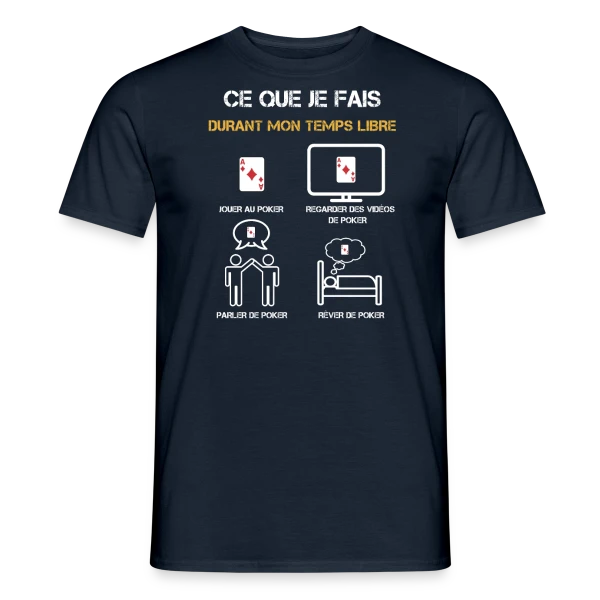 Maquette de T-shirt homme « poker temps libre humour » à personnaliser