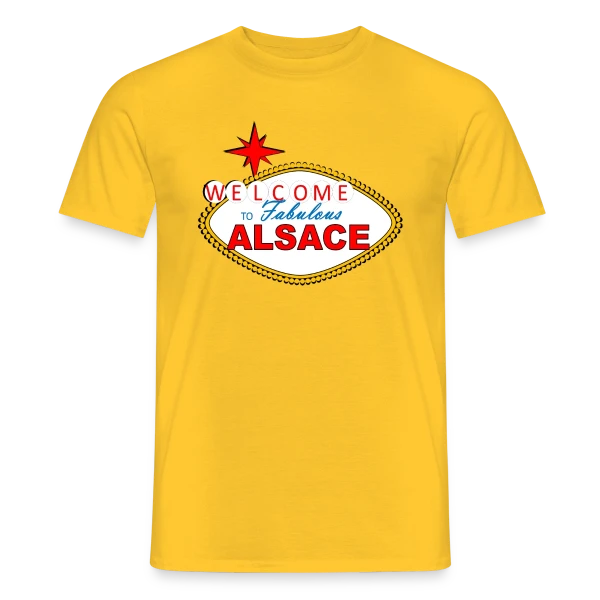 Maquette de T-shirt homme « Humour Welcome to Alsace Elsass » à personnaliser