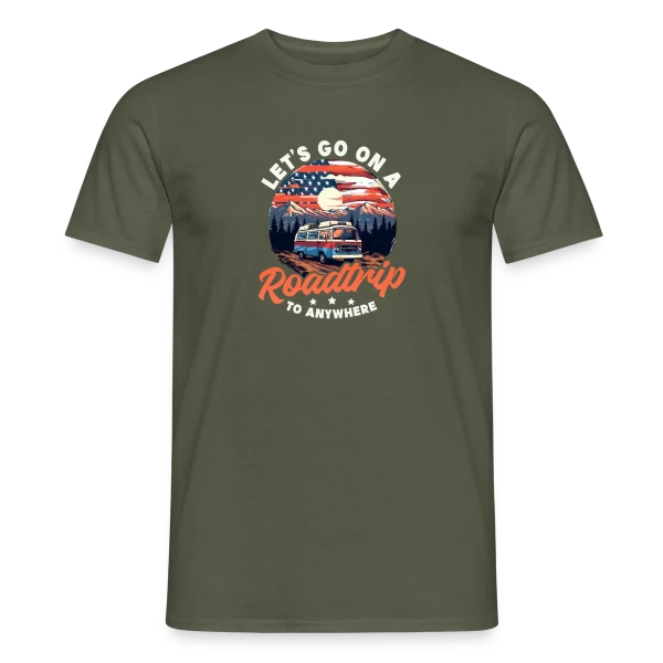 Maquette de T-shirt homme « Van Hippie Aventure » à personnaliser