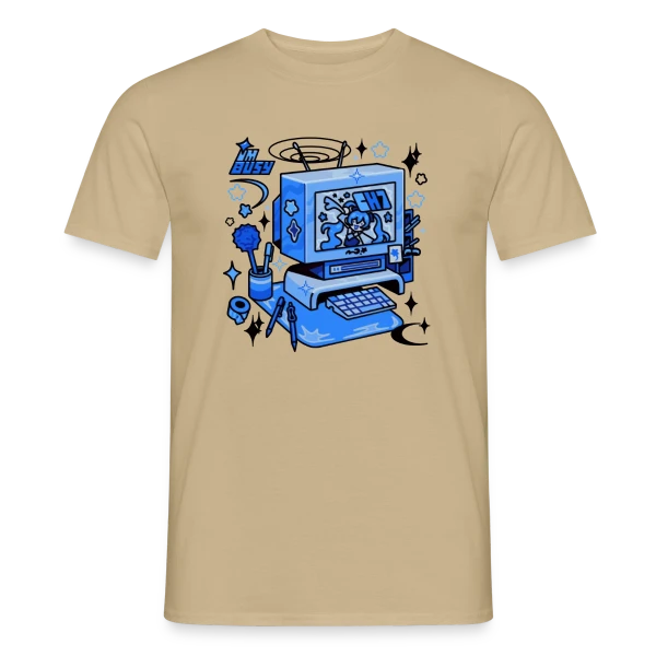 Maquette de T-shirt homme « Ordinateur Rétro "I'm Busy" » à personnaliser