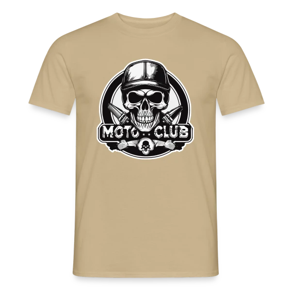 Maquette de T-shirt homme « Tête de Mort Motard Rétro – Club Moto » à personnaliser