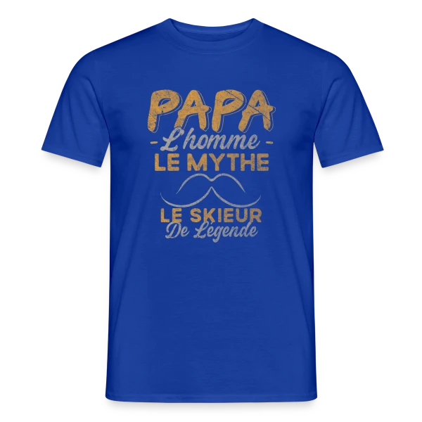 Maquette de T-shirt homme « Papa Skieur de Légende - Humour Cadeau Ski » à personnaliser