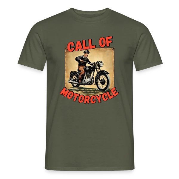 Maquette de T-shirt homme « Appel de la Moto Rétro » à personnaliser