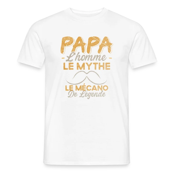 Maquette de T-shirt homme « Papa Mécanicien de Légende - Humour Cadeau Atelier » à personnaliser
