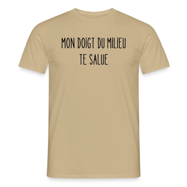 Maquette de T-shirt homme « Mon Doigt du Milieu Te Salue » à personnaliser