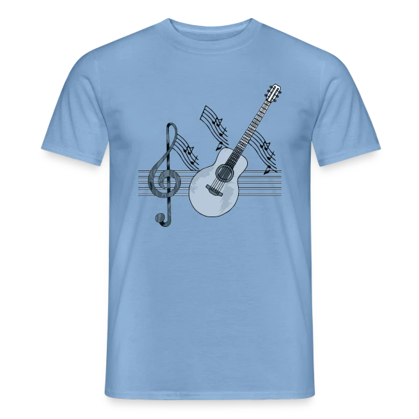Maquette de T-shirt homme « Mélodie Guitare » à personnaliser