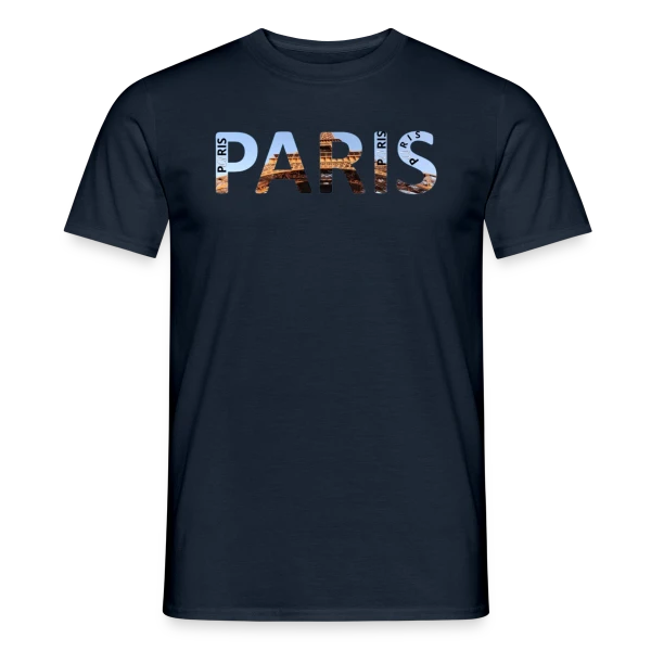 Maquette de T-shirt homme « Paris Tour Eiffel » à personnaliser