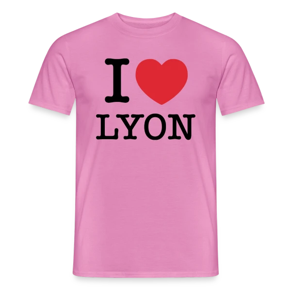 Maquette de T-shirt homme « J'aime Lyon Classique » à personnaliser