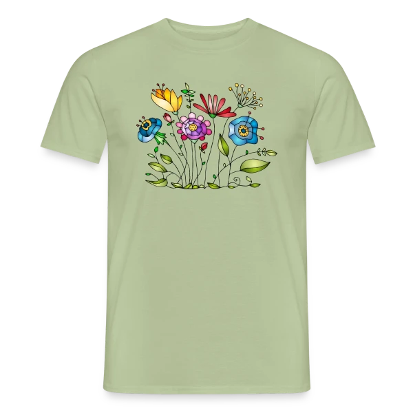 Maquette de T-shirt homme « Douceur Florale » à personnaliser