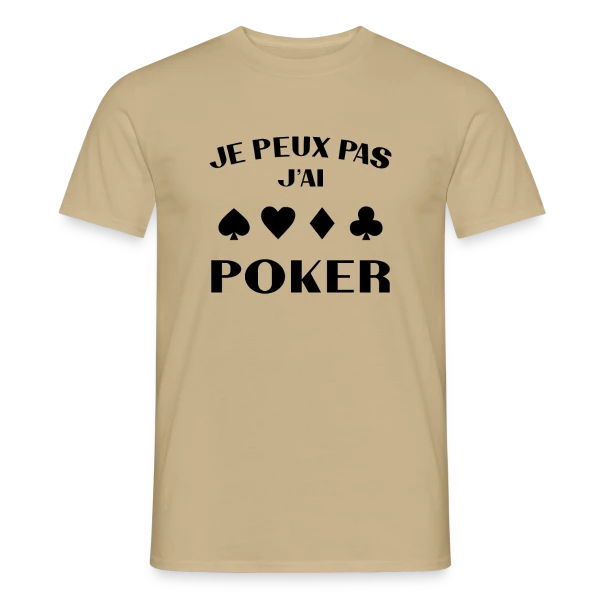 Maquette de T-shirt homme « Je Peux Pas, J'ai Poker ! » à personnaliser