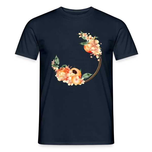 Maquette de T-shirt homme « Pêche et Fleur en Couronne Tendance » à personnaliser