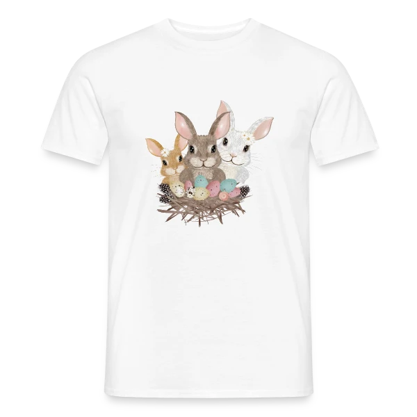 Maquette de T-shirt homme « Famille de Lapins de Pâques Pastel Adorables » à personnaliser