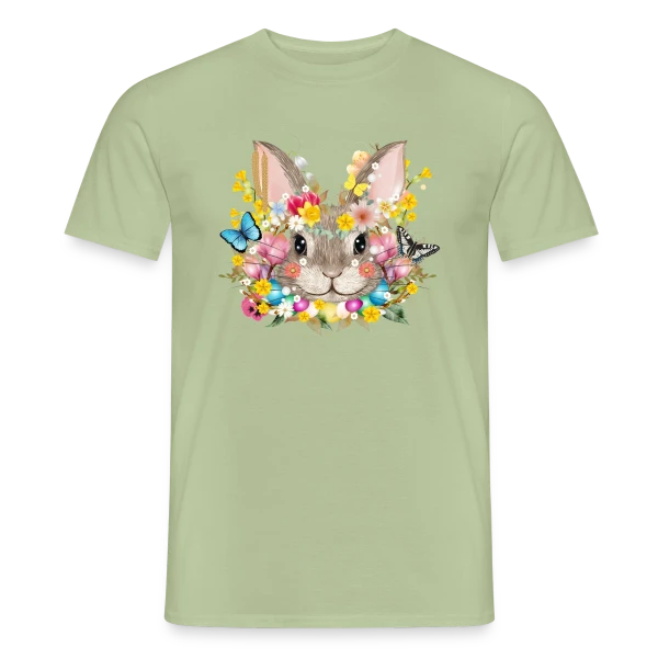 Maquette de T-shirt homme « Lapin de Pâques Enchanté » à personnaliser