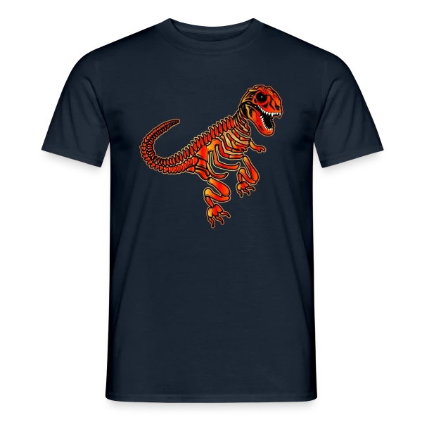 Maquette de T-shirt homme « T-Rex Fossile Rouge Éclatant » à personnaliser