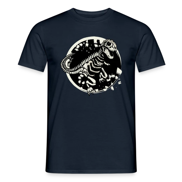 Maquette de T-shirt homme « T-Rex Fossile : Le Squelette de Dinosaure Mythique » à personnaliser