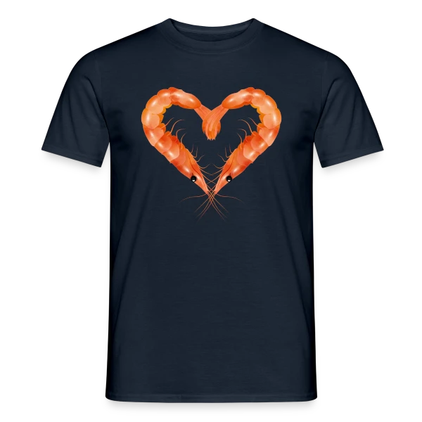 Cœur de Crevettes Roses sur T-shirt homme