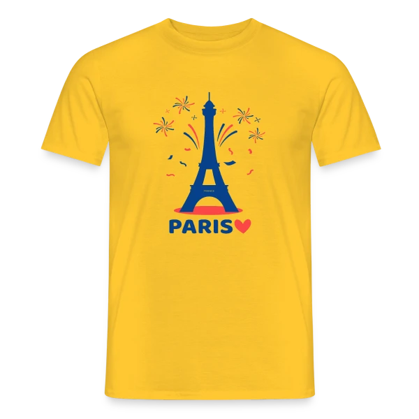 Maquette de T-shirt homme « Tour Eiffel Festive Enfants » à personnaliser
