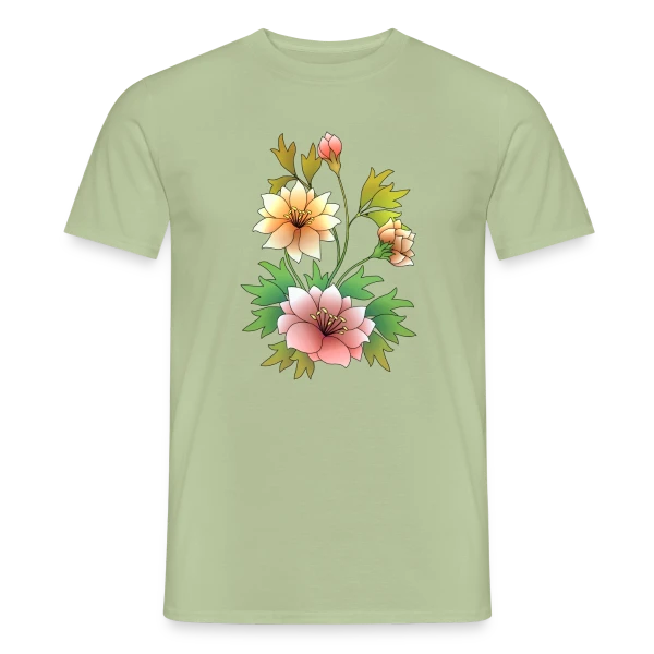 Maquette de T-shirt homme « Éclat Floral » à personnaliser